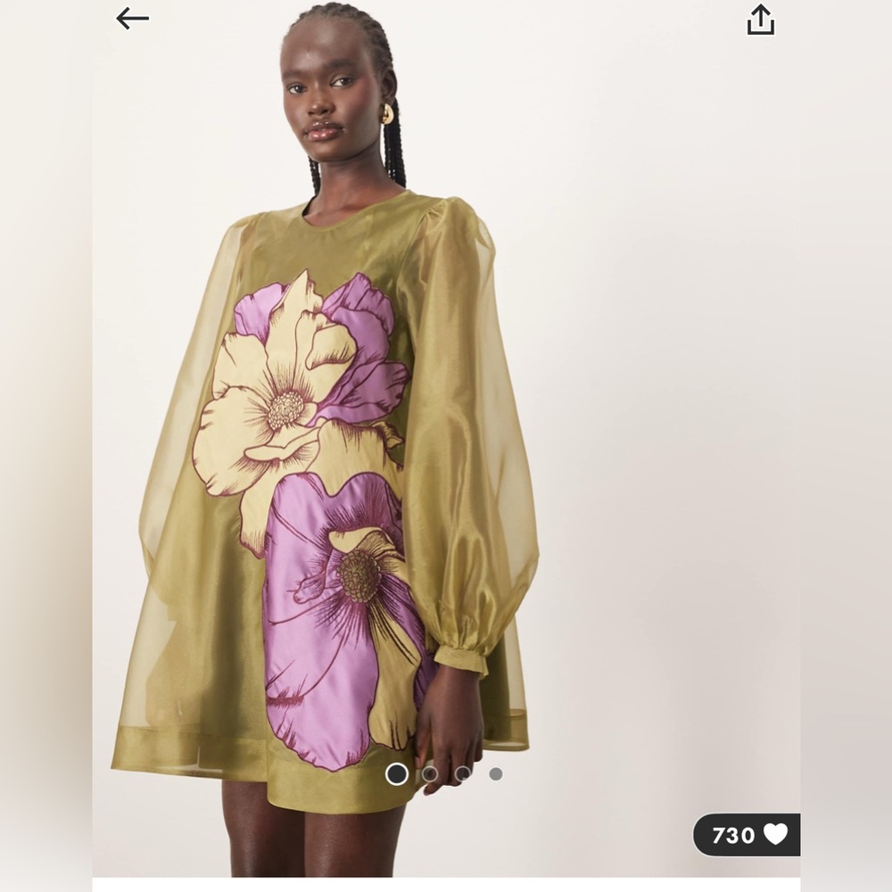 ARRANGE appliqué floral volume a-line mini dress